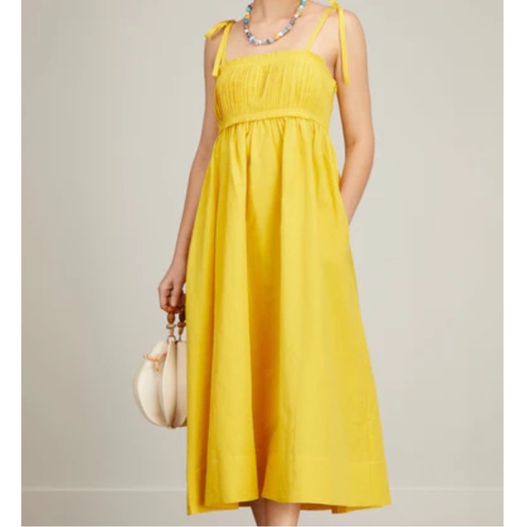 NWT Ulla Johnson Latricia Tie Strap Linen Dress - size 6, sunsprite yellow - Picture 2 of 4
